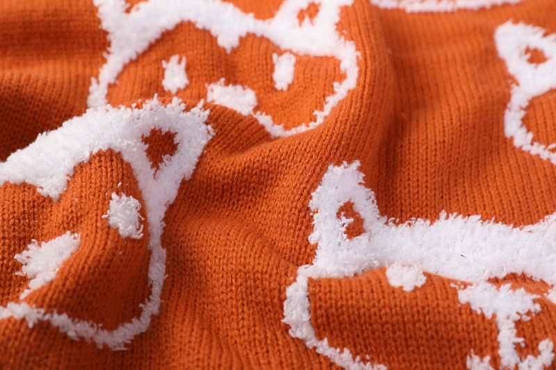 Wholesale Throw Recycled Knit Blanket With Fox Pattern Premium Sherpa Fleece knitted throw blanket