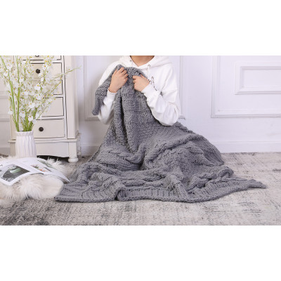 Custom Machine Washable knitted blanket Cable Knit Decorative Throw Blanket Wholesale for Couch Sofa