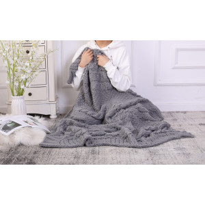 Custom Cable Knit Decorative Throw Blankets for Couch, Soft Cozy And Machine Washable
