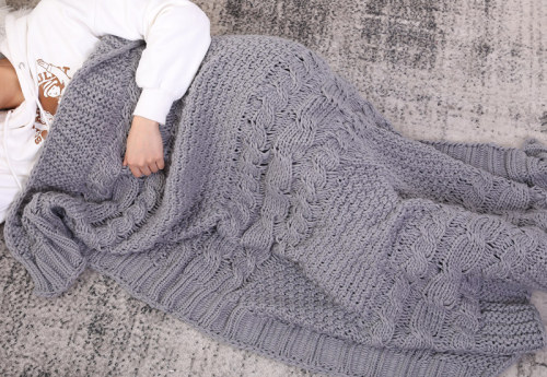 Custom Machine Washable knitted blanket Cable Knit Decorative Throw Blanket Wholesale for Couch Sofa