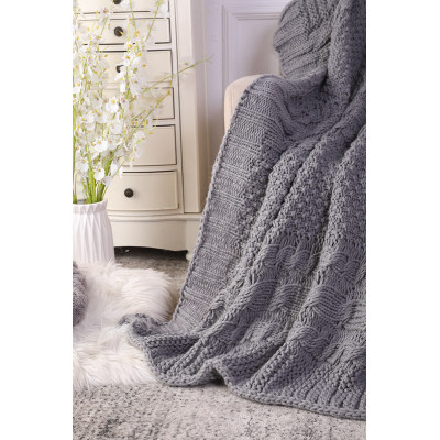Custom Machine Washable knitted blanket Cable Knit Decorative Throw Blanket Wholesale for Couch Sofa