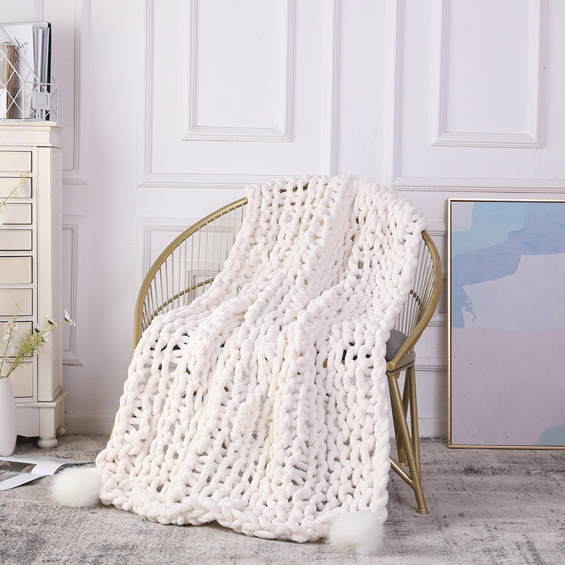 Wholesale Chunky Knitted Blanket weighted chunky blanket Hand Made knitted chunky Blanket from