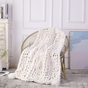 Wholesale Chunky Knit Blanket BulkyThrow Hand Made Blanket knitted weighted blanket Super Large