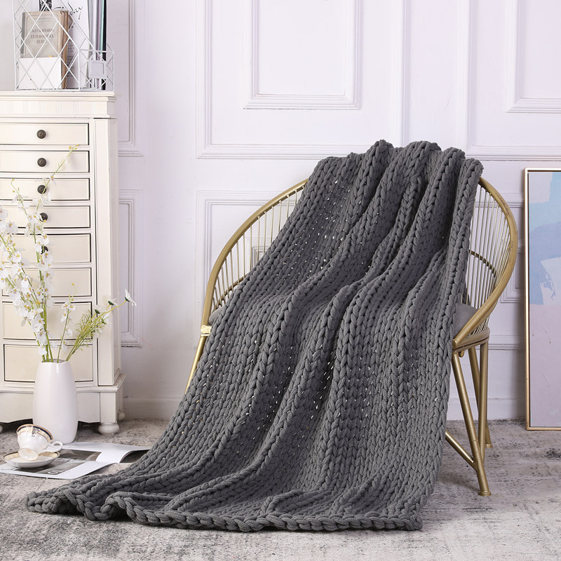 OEM Hand Made Chunky Knit Weighted Throw Blanket for Sleep, Stress or