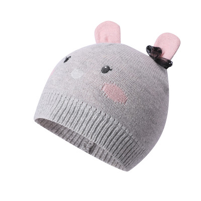 Оптовые детские вязаные зимние шапки для новорожденных, малышей, осенние милые ушные вкладыши