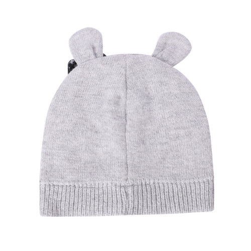 Оптовые детские вязаные зимние шапки для новорожденных, малышей, осенние милые ушные вкладыши