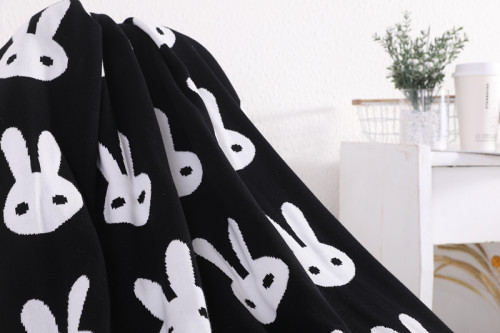 Оптовое детское одеяло из 100% органического хлопка, вязаное одеяло для кроватки с рисунком кролика