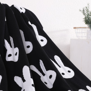 Commerce de gros 100% coton biologique bébé couverture tricot lit de bébé couverture de réception avec motif lapin