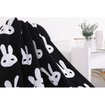 Wholesale 100% Organic Cotton Baby Blanket Knit Crib Receiving Blanket with Bunny Pattern