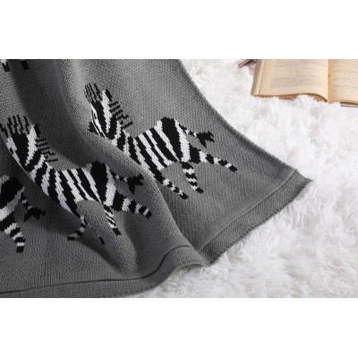 Wholesale 100% Organic Cotton Baby Blankets Soft Nursery Swaddling Blanket for Baby with Cute Zebra