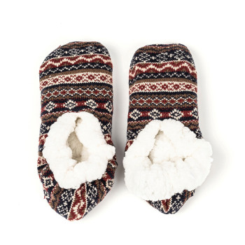 Wholesale Women's Soft Sole Slipper Socks with Grippers, OEM Thick Warm Cozy Sherpa Lined Home Socks