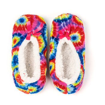 Wholesale Womens Cozy&Warm Rainbow Slipper Socks knitted slipper socks with Grippers-House Socks OEM