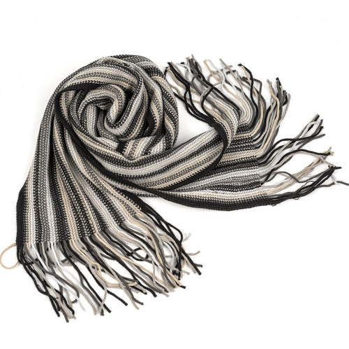 Wholesale Knitted scarf Women's Winter Cashmere Scarf Stripes Warm Soft Scarves with Tassel ODM