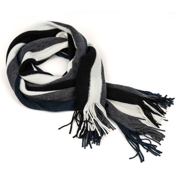 Wholesale Striped Color Block Knitted Winter Scarf With Fringe knitted warm scarf from China factory