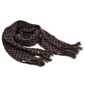 Wholesale Classic Cashmere Men's Winter Navy Plaid Tassel Scarf From Chinese Factory