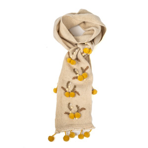 OEM Super Soft Women's Knitted Scarf With Pom Poms Parttern From Chinese Supplier