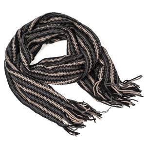 Wholesale Striped Color Block Knitted Winter Scarf With Fringe From Chinese Supplier