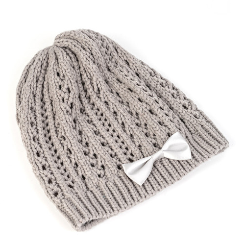 Wholesale Women's Warm Chunky Cable Knit Hats With Cute Bow Accessories From Chinese Factory