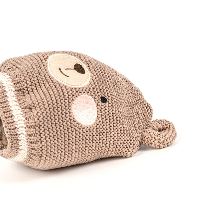 Wholesale Baby Handmade Bear Knitted beanie hat cap knitting Baby beanie Hat cap