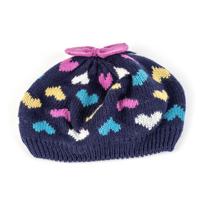 Wholesale Knit Baby Girl Beret Hat beanie cap Autumn Cute Bow knitted Beanie Cotton Lined Hat OEM