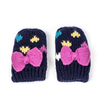Wholesale Fleece Lined With Cute Bow Mitten knitted gloves for Baby Kids From Chinese Manufacturer