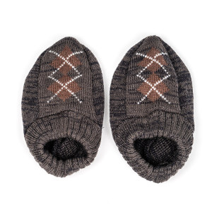 Wholesale Man's Brown and Grey Nightfall Knit Ankle Slipper From Chinese Supplier