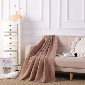 Wholesale Cashmere Throw blanket Cable Pattern Natural Recycled Cashmere Blanket From China Factory