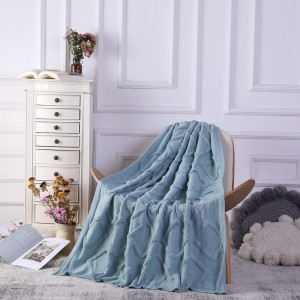 Оптовое 100% хлопковое шалфейное синее трикотажное одеяло для дивана, дивана от китайской фабрики