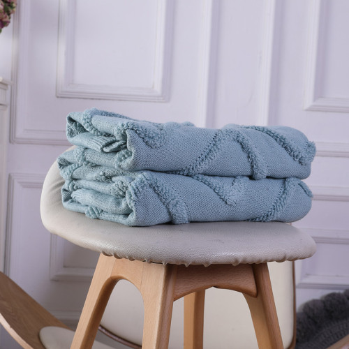 Großhandel 100% Baumwolle Sage Blue Zopfmuster Decke für Couch, Sofa aus chinesischer Fabrik