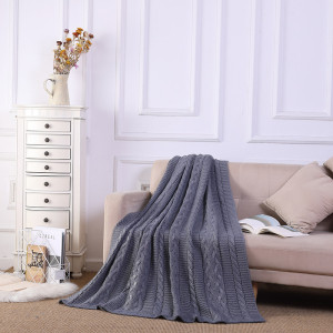 Wholesale 100% Cotton Cable Knit Throw Blanket Super Soft Warm blanket for Chair sofa Bed From China