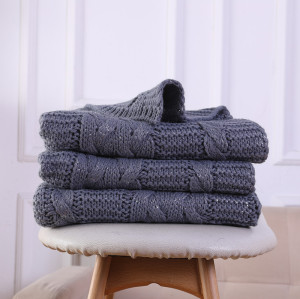 Venta al por mayor 100% algodón Cable Knit Throw Manta Super Soft Warm para silla sofá cama de China