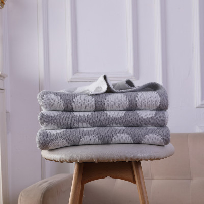 Wholesale Grey Globe Chenille Soft Blanket Reversible Premium Cozy Fabric Knitted Blanket