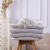 OEM Knitted Textured Throw Blanket Chenille knitted Blanket with Tassel From Chinese Suppiler