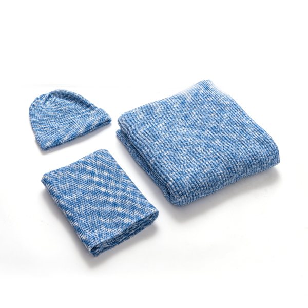 Super Soft Fuzzy Lightweight Luxurious Knitted Space Dye Scarf, Beanie And Blanket Gift Set