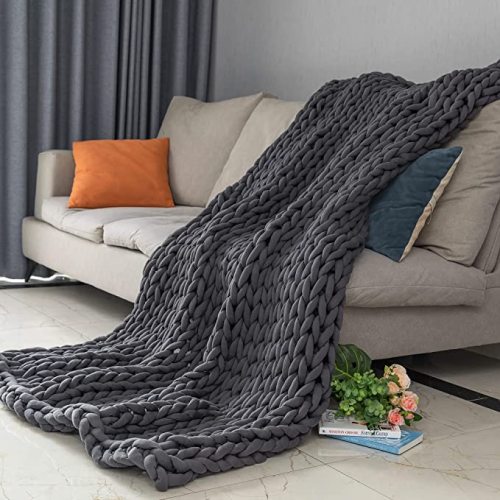 Handmade Chunky Blanket Super Soft Lightweight Luxury Recycled Polyester Blanket for Bed Living Room