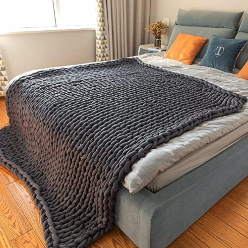 Handmade Chunky Blanket Super Soft Lightweight Luxury Recycled Polyester Blanket for Bed Living Room