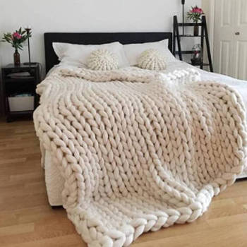 Organic Cotton Handmade Chunky Blanket Super Soft Breathable Weighted Throw Blanket for Bedroom Sofa