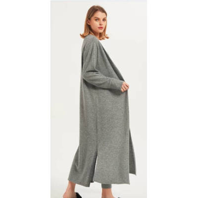 Wholesale ladies pure cashmere long cardigan nightwear women's knitted cashmere sleepwear from China