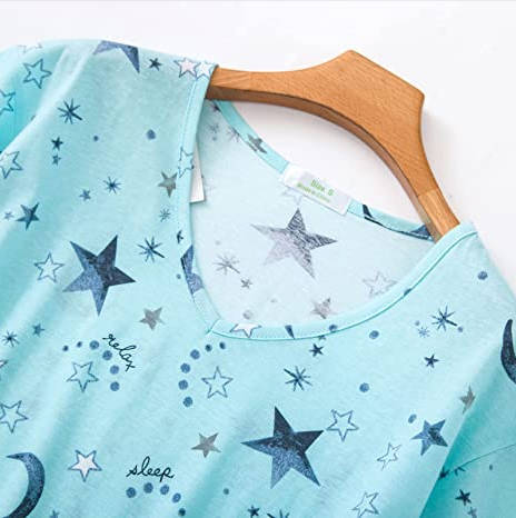 Women Short Sleeve Pajama Set print pattern Sleep Shirt Two Piece Sleepwear Set