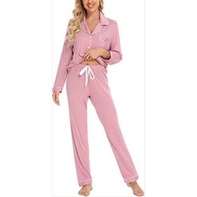 Pajamas Set Long Sleeve Sleepwear for Womens Nightwear Soft Pj Lounge Sets Women's Knit Pajamas