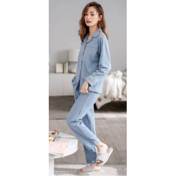 Womens Pajamas Set Long Sleeve for Summer and Autumn Sleepwear Pure Cotton