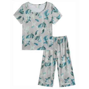 Pajamas For Women Short Sleeve Capri Pajama Set Soft Sleepwear Women's Knit Pajamas From China