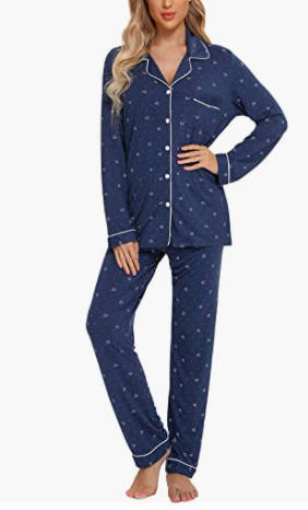 Womens Pajamas Set Long Sleeve, Soft Pjs for Women, Pajama Set for Women Button Down