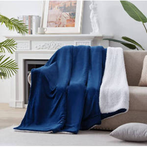 Sherpa Fleece Blanket Twin Size Super Soft Extra Warmest and Heavy Thick Winter 500GSM Bed Blankets for Couch Sofa Bed 66" X 90" Navy Blue