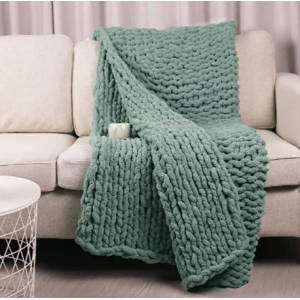 Chunky Blanket Soft Fluffy Handmade Knit Throw Blanket for Couch Sofa Bed
