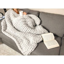 Chunky Knit Throw Blanket Arm Knitted Super Soft Knitted Bed Throw Blanket Chic Sofa Chunky Blanket