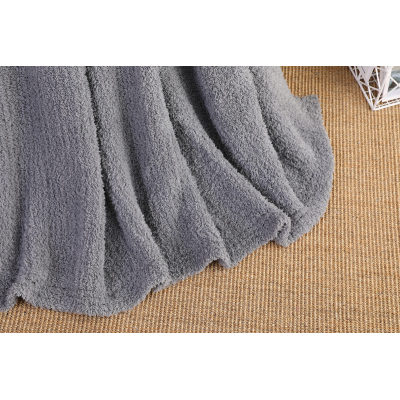 Microfiber Knitted Throw Blanket Wholesale Soft Feather Yarn Throw Blanket From China