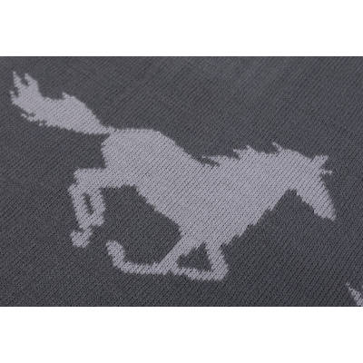 Fashion Kids Knit Blanket Wholesale Custom Knit throw Blanket with Running Horse for Boys and Girls