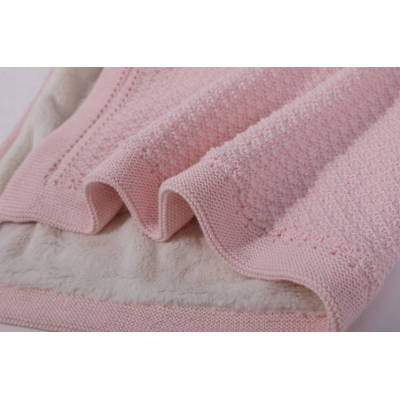 Hot Sales Pink Double Layer Knitted Kids Blanket With Sherpa Custom Fashion Kids Knit Blanket