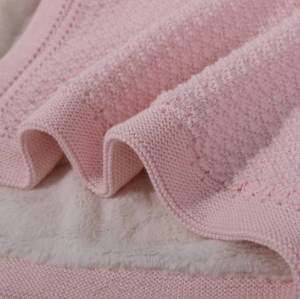 Hot Sales Pink Double Layer Knitted Kids Blanket High Quality Knitted Blanket With Sherpa Custom Fashion Kids Knit Blanket From Chinese Supplier